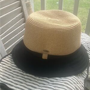 Scala Straw Fedora with Black Brim and Natural Crown